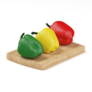 3d peppers red yellow green