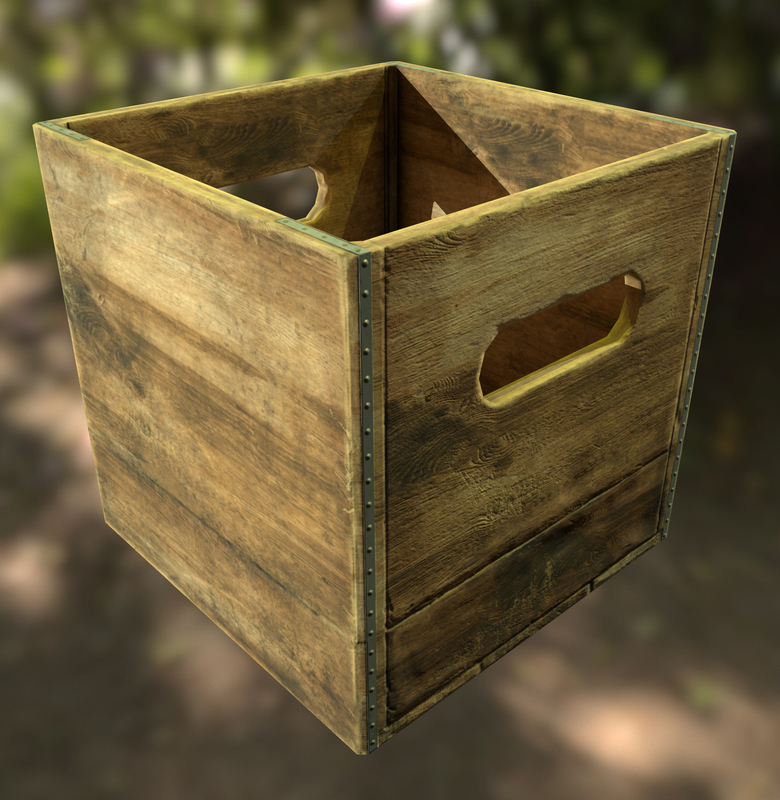 3d ready wooden milk crate model