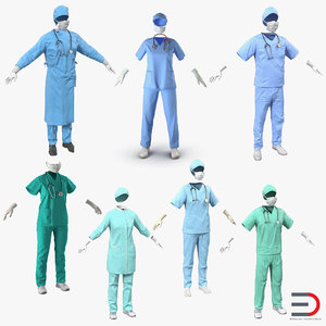 3d doctor clothing 6 surgeon model