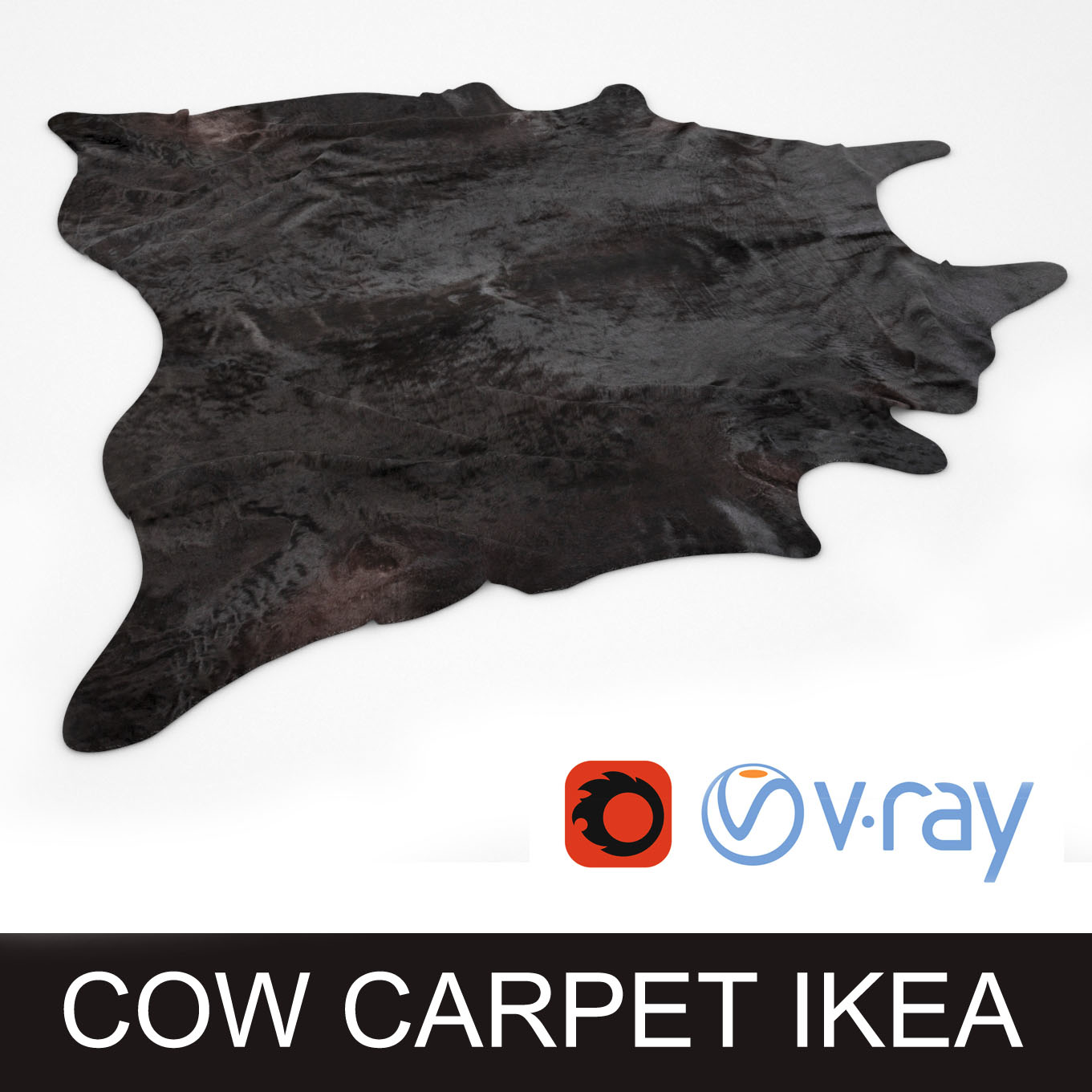 Ikea Koldby Teppich Aus Schwarzem Kuhfell Fur Fotorealistische