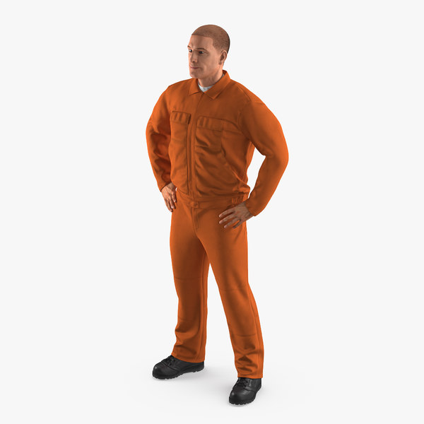 factory worker orange overalls 3d max