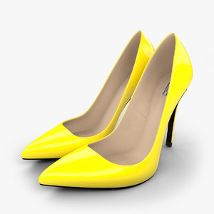3d realistic yellow stiletto shoes