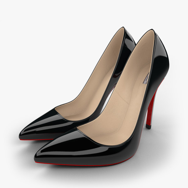 3d realistic black stiletto shoes