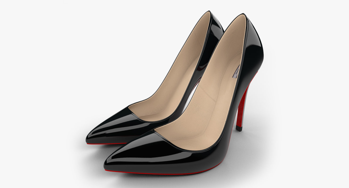 3d realistic black stiletto shoes