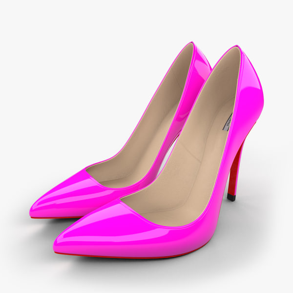 3d realistic pink stiletto shoes model