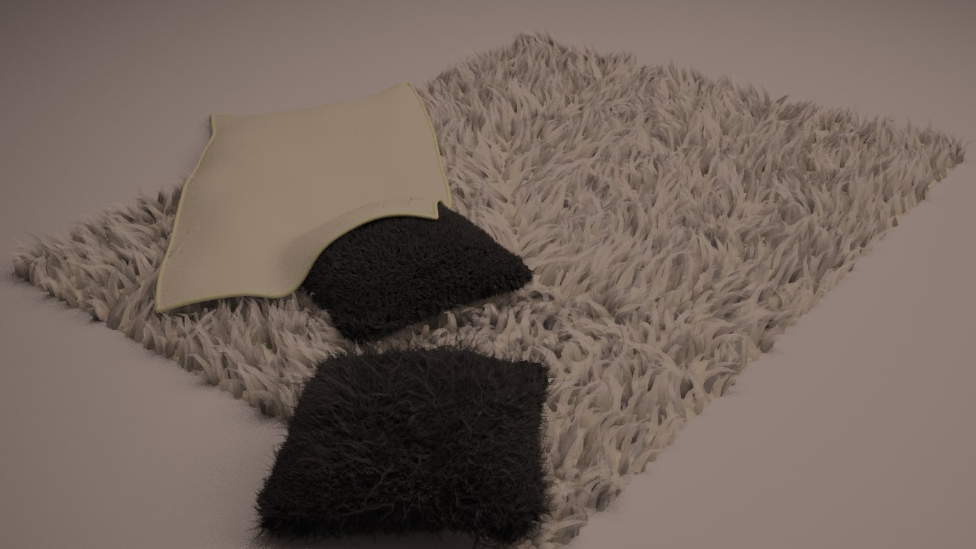 fur rug pillows children 3d model