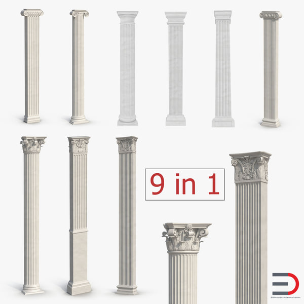 Pilasters 2 Column 3ds