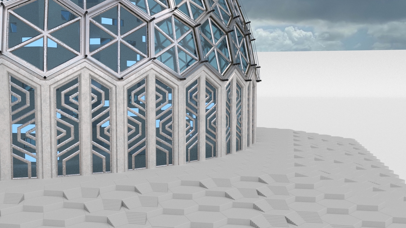 3d model medium dome hexagon pattern