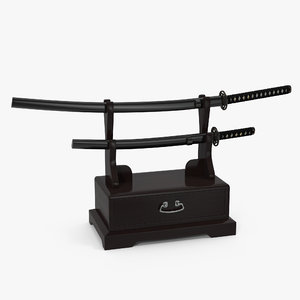 double katana stand drawer 3d model