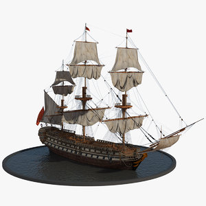 galleon realistic prop 3d model