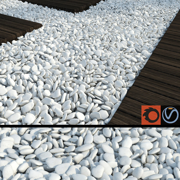 3d white pebbles model