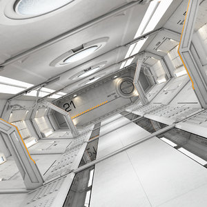 3d modular sci fi corridor