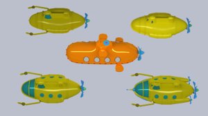 3d model of submarine cartoon