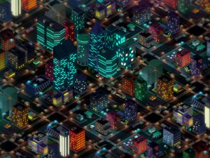 Low Poly Megapolis Night City Pack