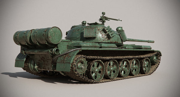 tank t-55 scene 3d model