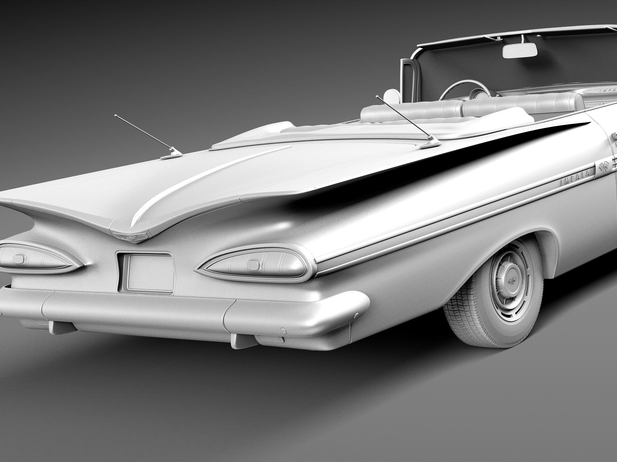 3d Chevrolet Impala Convertible 1959 Model