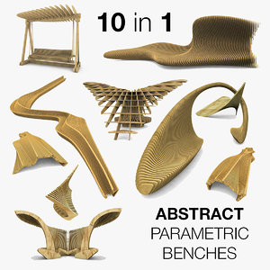 3d model small abstract bench parametric
