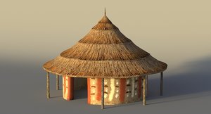 african hut 3d 3ds