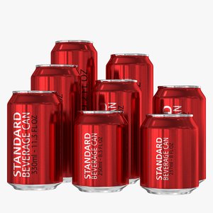 standard beverage cans 3d x