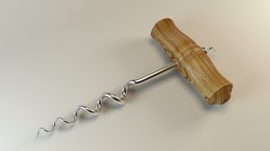 old wooden corkscrew 3d model