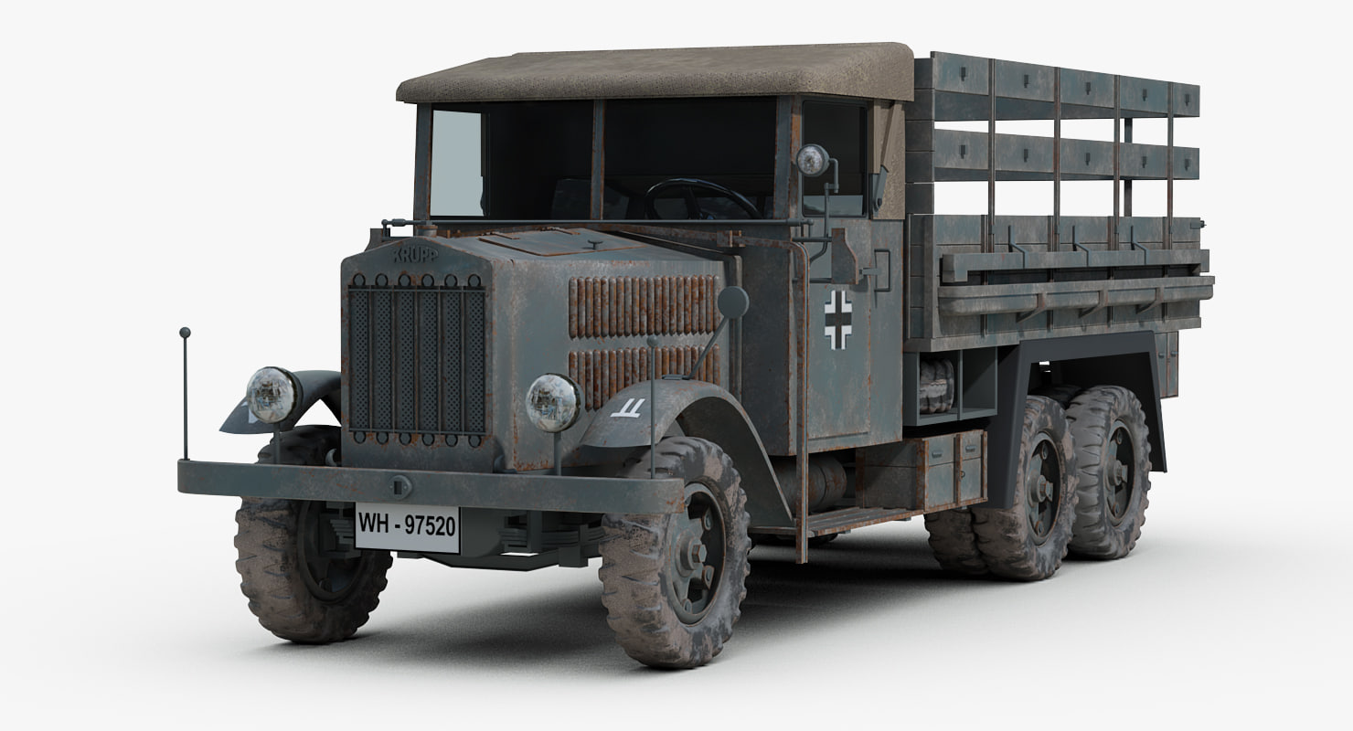 3d model ww2 german krupp truck