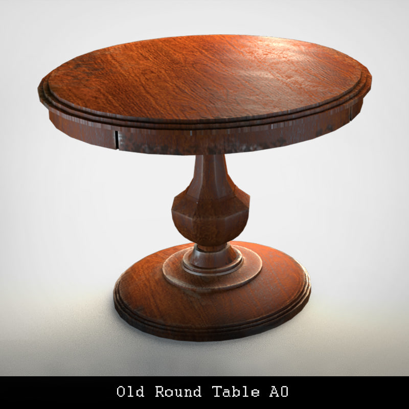 3d Model Old Table, Old Round Table
