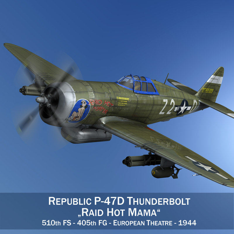 3d republic p-47 thunderbolt fighter aircraft model