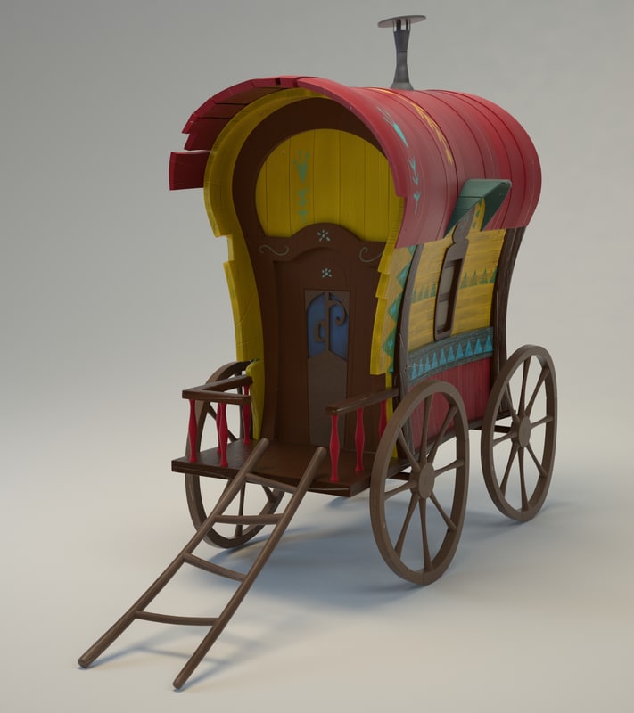 cartoon cart house 3d model