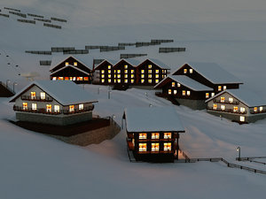 ski town scene 3d model