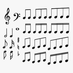 3d model musical notes symbols