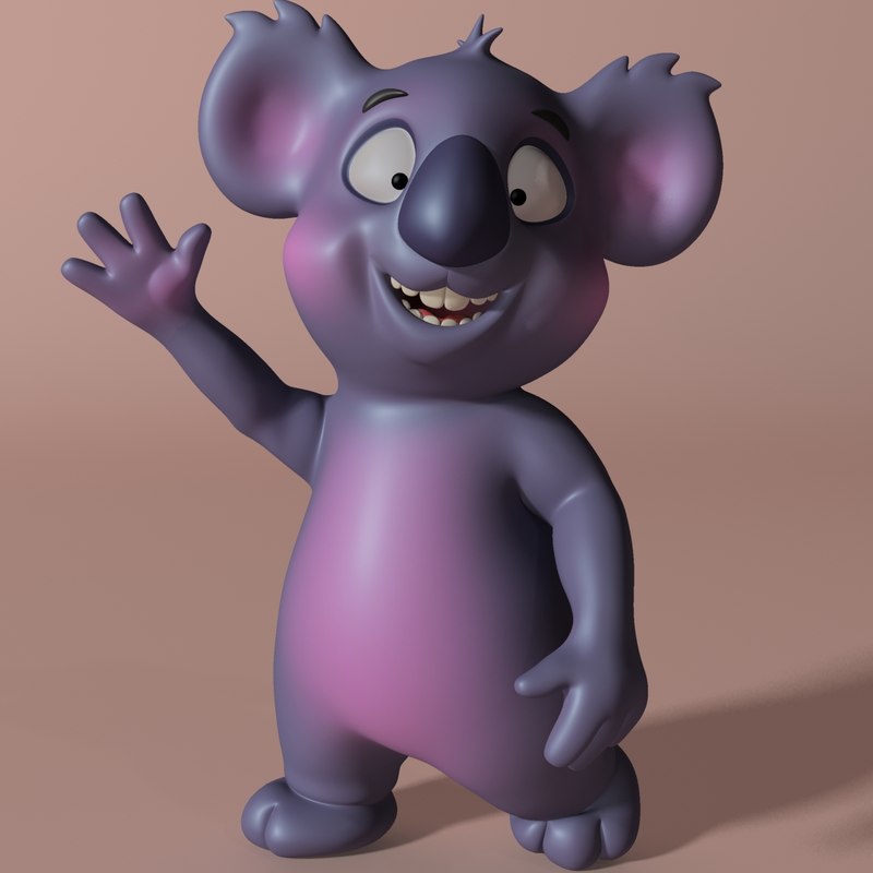 Cartoon koala rigged anime model TurboSquid 1203041