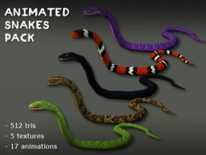 3d model snakes pack animations