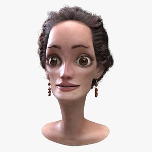 3D cartoon woman head model