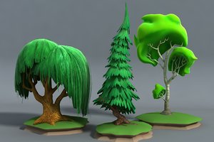 3d cartoon stylized forest