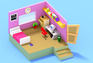 low poly room