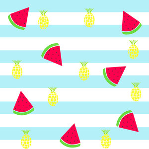 seamless tileable pattern - slice watermelon and pineapple
