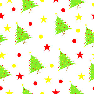 seamless pattern with Christmas tree and stars