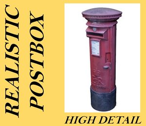 3d realistic royal mail post box