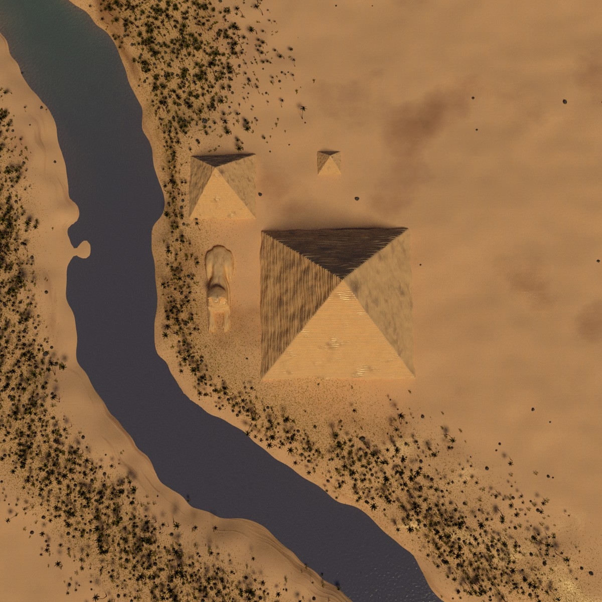 3d pyramids giza scene model
