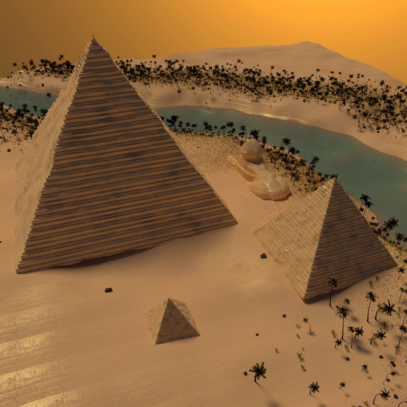 3d pyramids giza scene model