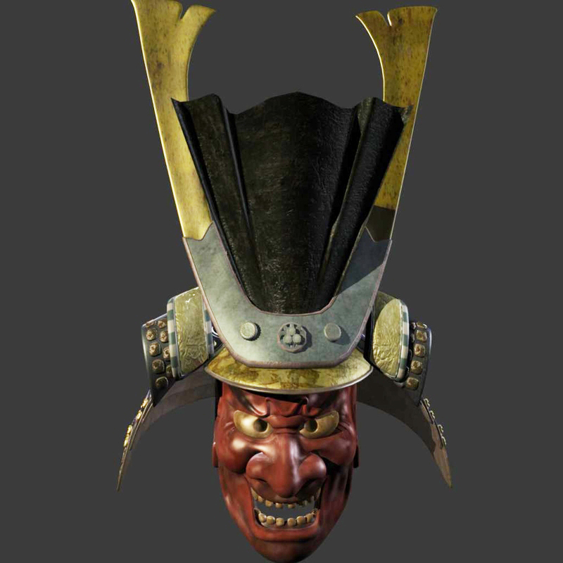 3d model of feudal oni helmet