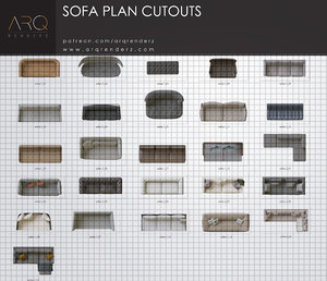 Sofas plan cutouts PNG