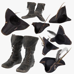 pirate hat leather boots model