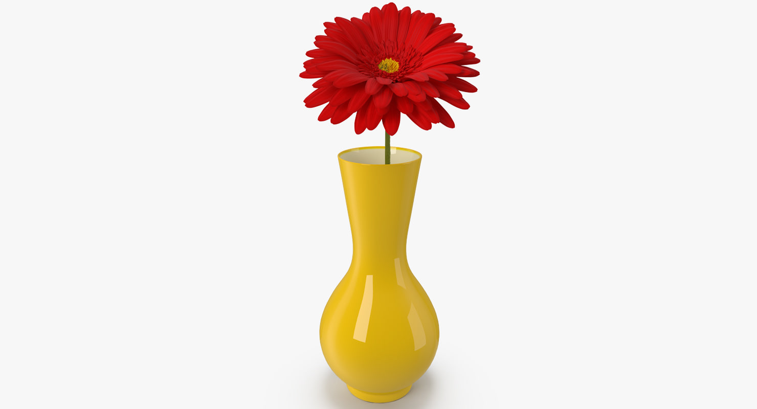 3D red gerbera daisy vase TurboSquid 1235571