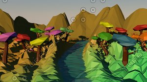Low Poly River Scene