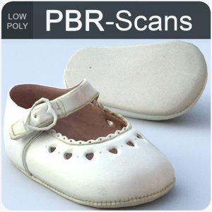 3D white baby shoes