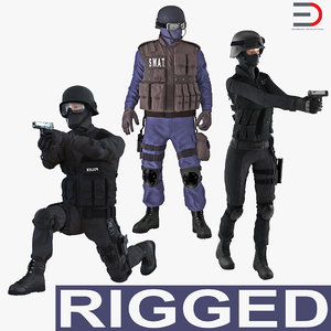 swat rigged policemans 2 3d max