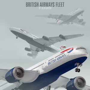 3d model of plane british airways fleet
