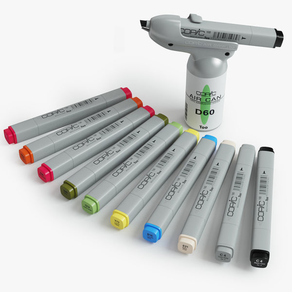 3d model copic markers set