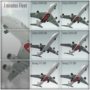 plane emirates fleet airbus 3d max